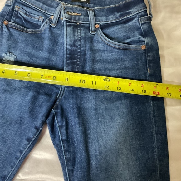 Express Skinny Mid Rise Medium Wash Stretch Jeans Size 2R Distressed - Picture 3 of 13